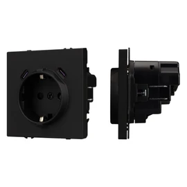 Фото #1 товара ARL NOBE Розетка зк со шторками с USB тип C+С софт-тач черный оникс SCT-MUCC-SFPL-BK (250V, 16A) (Arlight, -)