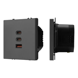 Фото #1 товара ARL NOBE USB Розетка тип А+С+С софт-тач серый базальт SCT-MUACC-SFPL-FC-GR (65W, QC3) (Arlight, -)