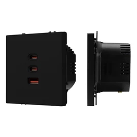 Фото #1 товара ARL NOBE USB Розетка тип А+С+С софт-тач черный оникс SCT-MUACC-SFPL-FC-BK (65W, QC3) (Arlight, -)