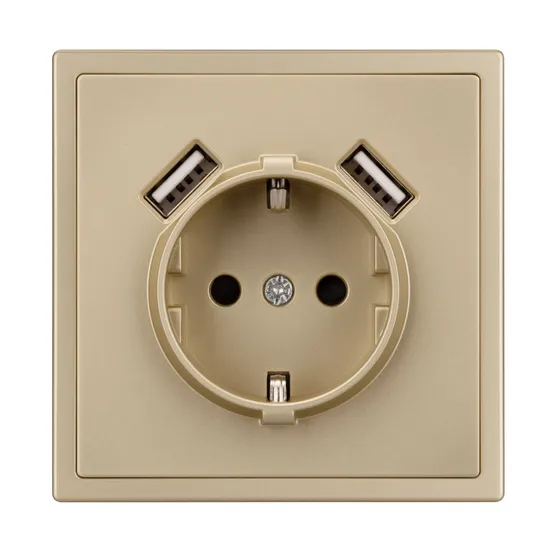 Фото #2 товара Механизм розетки с USB зарядкой SCT-NOBE-MUAA-SFPL-GD (230V, 16A) (Arlight, Золотой песок)