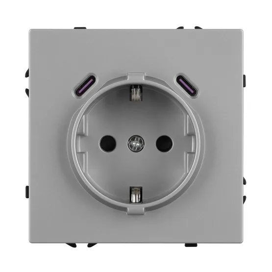 Фото #4 товара ARL NOBE Розетка зк со шторками с USB тип C+С софт-тач никель SCT-MUCC-SFPL-IS (250V, 16A) (Arlight, -)