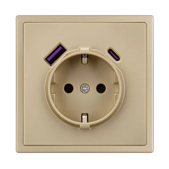 Фото #4 товара Механизм розетки с USB зарядкой SCT-NOBE-MUAC-SFPL-GD (230V, 16A) (Arlight, Золотой песок)