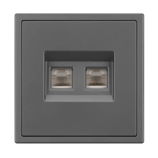 Фото #4 товара Механизм сдвоенной компьютерной розетки SCT-NOBE-MPC2-SFPL-GR (RJ-45, CAT6) (Arlight, Серый базальт)