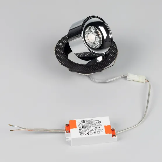 Фото #2 товара Светильник SP-PLURIO-BUILT-TRIMLESS-R120-9W Warm3000 (BK-CHR, 36 deg, 230V) (Arlight, IP20 Металл, 3 года)