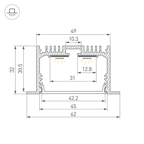 Фото #3 товара Профиль SL-LINIA62-F-2000 BLACK (BY) (Arlight, Алюминий)