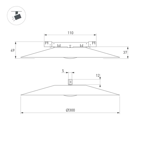 Фото #3 товара Светильник MAG-MICROCOSM-DISCO-R300-7W Warm3000 (WH, 36 deg, 24V) (Arlight, IP20 Металл, 5 лет)