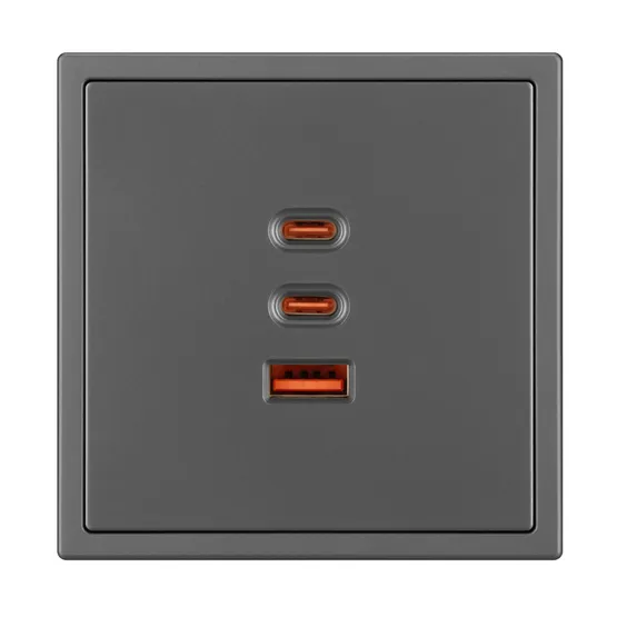 Фото #2 товара Механизм розетки с быстрой USB зарядкой SCT-NOBE-MUACC-SFPL-FC-GR (65W, QC3) (Arlight, -)