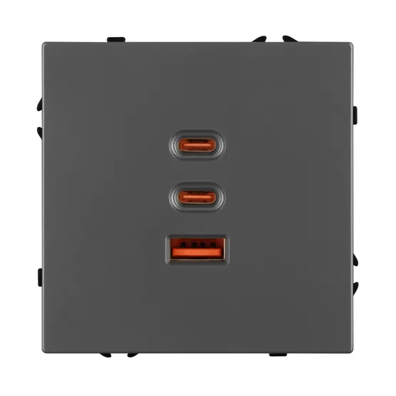 Фото #4 товара Механизм розетки с быстрой USB зарядкой SCT-NOBE-MUACC-SFPL-FC-GR (65W, QC3) (Arlight, -)
