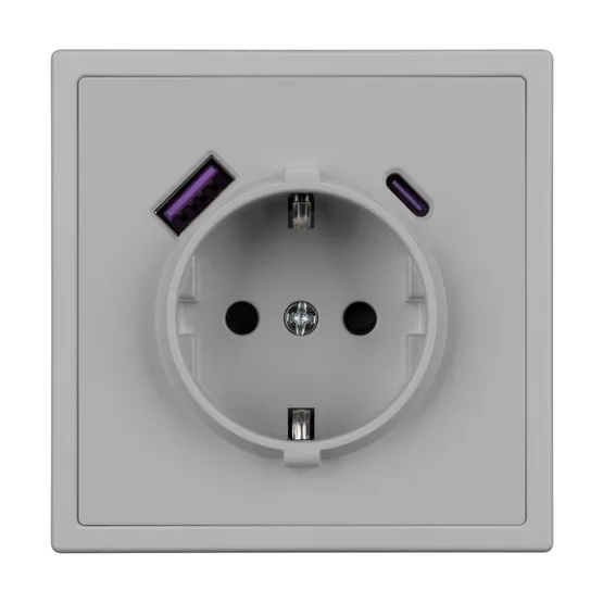 Фото #2 товара Механизм розетки с USB зарядкой SCT-NOBE-MUAC-SFPL-IS (230V, 16A) (Arlight, Никель)
