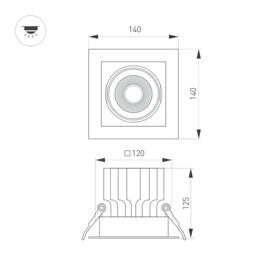 Фото #3 товара Светильник MS-VORTEX-BUILT-S140x140-30W Warm3000 (WH-WH, 50 deg, 230V) (Arlight, IP20 Металл, 5 лет)