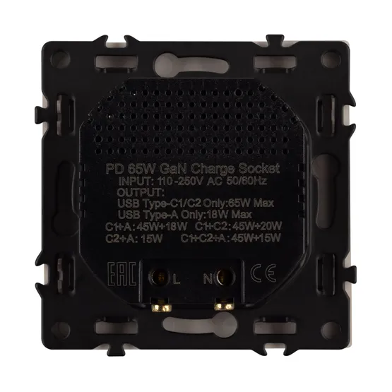 Фото #4 товара Механизм розетки с быстрой USB зарядкой SCT-NOBE-MUACC-SFPL-FC-GD (65W, QC3) (Arlight, -)