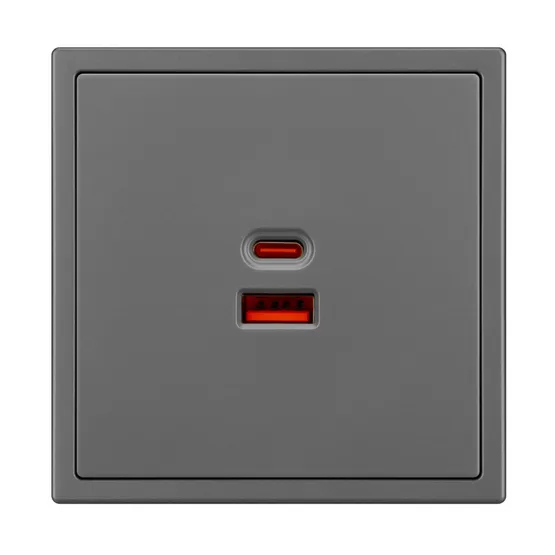 Фото #4 товара Механизм розетки с быстрой USB зарядкой SCT-NOBE-MUAC-SFPL-FC-GR (65W, QC3) (Arlight, Серый базальт)