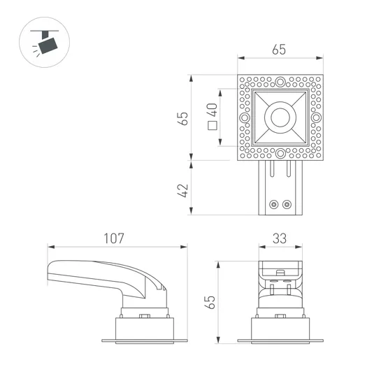 Фото #4 товара Светильник MS-RIALTO-TRIMLESS-S40x40-9W Warm3000 (BK, 36deg, 230V) (Arlight, IP20 Металл, 5 лет)