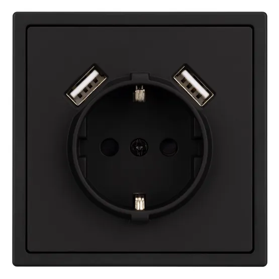 Фото #2 товара Механизм розетки с USB зарядкой SCT-NOBE-MUAA-SFPL-BK (230V, 16A) (Arlight, Черный оникс)