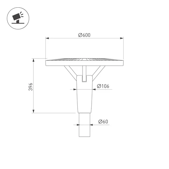 Фото #3 товара Светильник OXOR-LEIS-LUZ-600x600x396-30W Day4000 (BK, 120 deg, 230V) IP65  (Arlight, -)