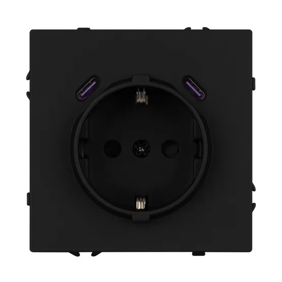 Фото #4 товара ARL NOBE Розетка зк со шторками с USB тип C+С софт-тач черный оникс SCT-MUCC-SFPL-BK (250V, 16A) (Arlight, -)