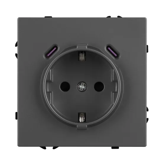 Фото #4 товара ARL NOBE Розетка зк со шторками с USB тип C+С софт-тач серый базальт SCT-MUCC-SFPL-GR (250V, 16A) (Arlight, -)
