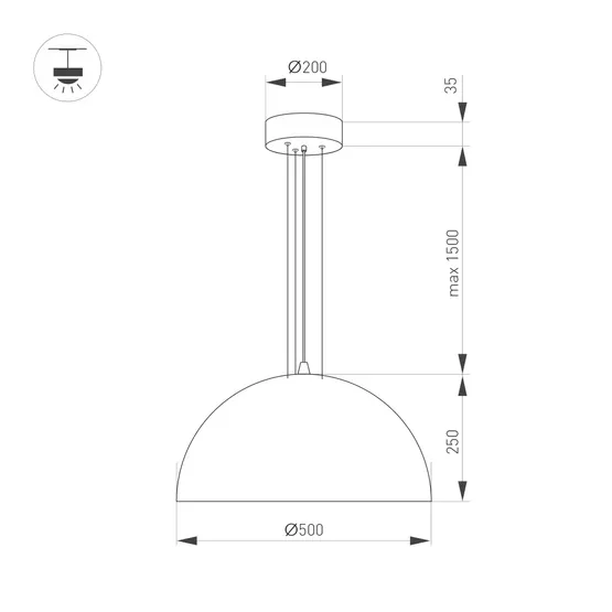 Фото #6 товара Светильник SP-RESTO-HANG-R500-30W Warm3000 (BK, 100 deg, 230V) (Arlight, IP20 Металл, 3 года)
