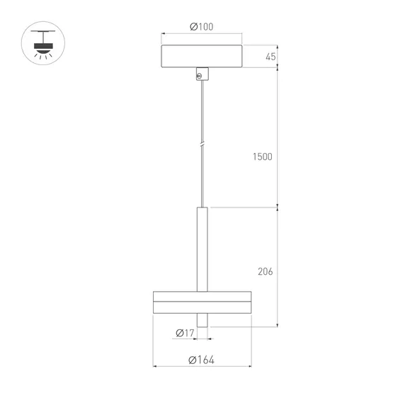 Фото #4 товара Светильник SP-MENTA-R165-12W Warm2700 (BK, 130 deg, 230V) (Arlight, IP20, Мрамор, 5 лет)