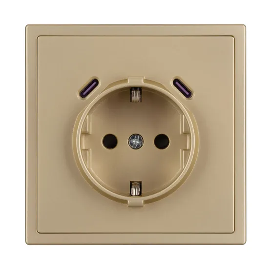 Фото #3 товара ARL NOBE Розетка зк со шторками с USB тип C+С софт-тач золотой песок SCT-MUCC-SFPL-GD (250V, 16A) (Arlight, -)