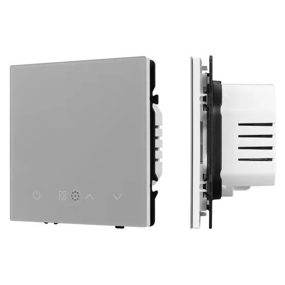 Фото #1 товара ARL NOBE Терморегулятор эл тёплый пол никель SWT-MTE-PL-IS (95-240V, 16A, датч пола + возд) (Arlight, -)