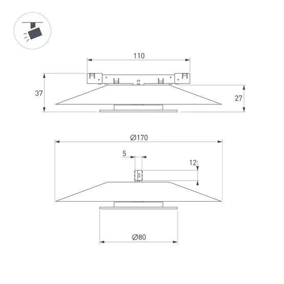 Фото #3 товара Светильник MAG-MICROCOSM-VINYL-R170-7W Warm3000 (WH, 150 deg, 24V) (Arlight, IP20 Металл, 5 лет)